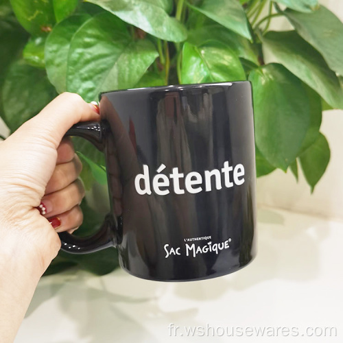 Tasse en céramique de couleur noire de haute qualité personnalisée